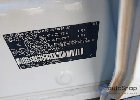 2016 Toyota Rav4 Le z USA, uszkodzony, nr VIN 2T3BFREV7GW471908